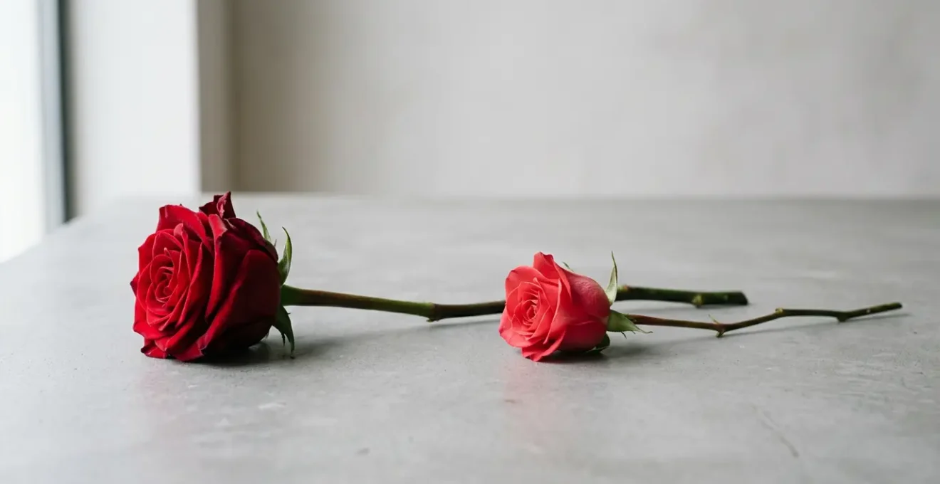 Side-by-side comparison showing quality differences between premium and supermarket roses