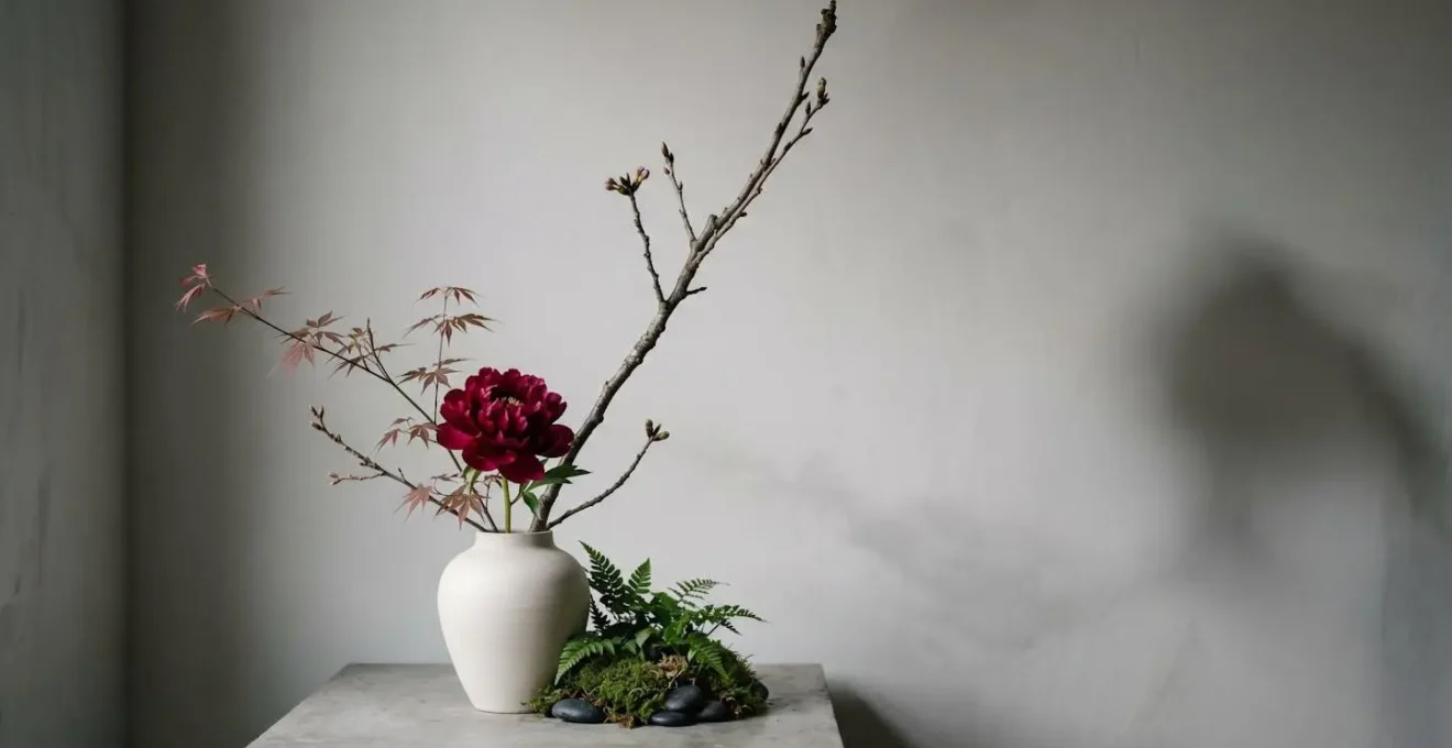 Asymmetrical organic flower arrangement demonstrating the golden ratio with off-center focal point and dynamic visual flow