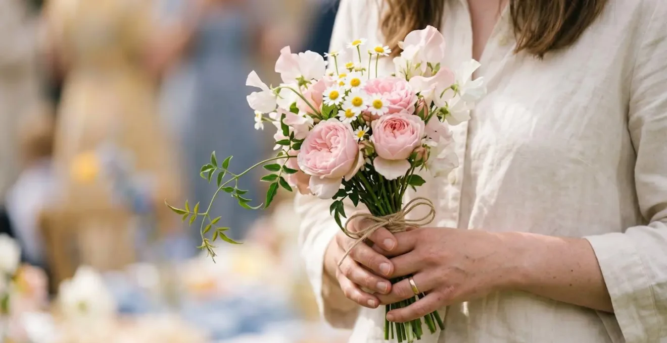 Delicate pink roses and white flowers symbolizing youthful innocence for Sweet 16